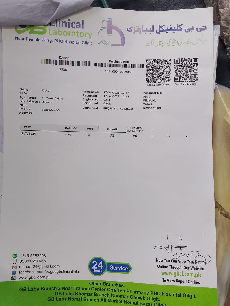 Medical Report for Ijlal