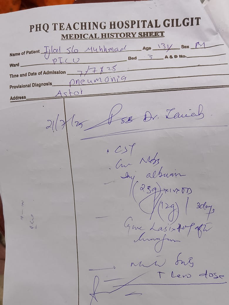 Medical Report for Ijlal