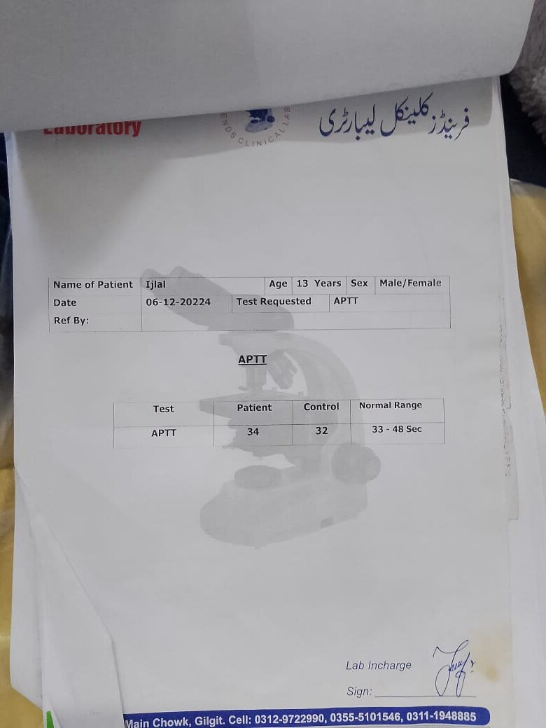Medical Report for Ijlal